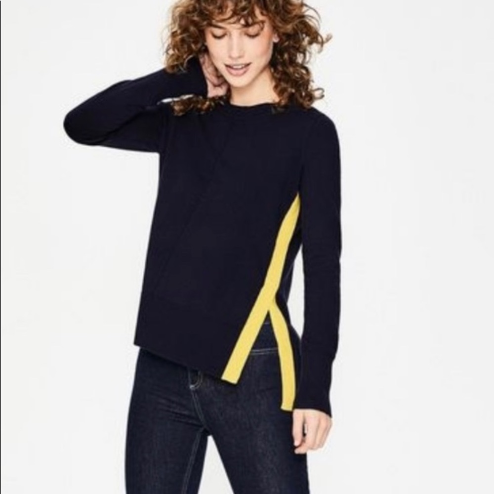 Boden Logan Sweater Navy and Mustard large